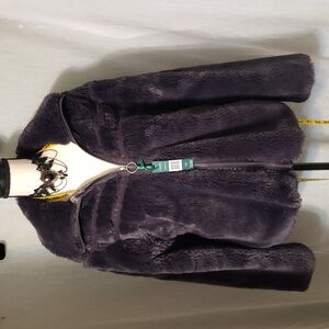 Green Tea XXL black Plum Faux Fur Jacket